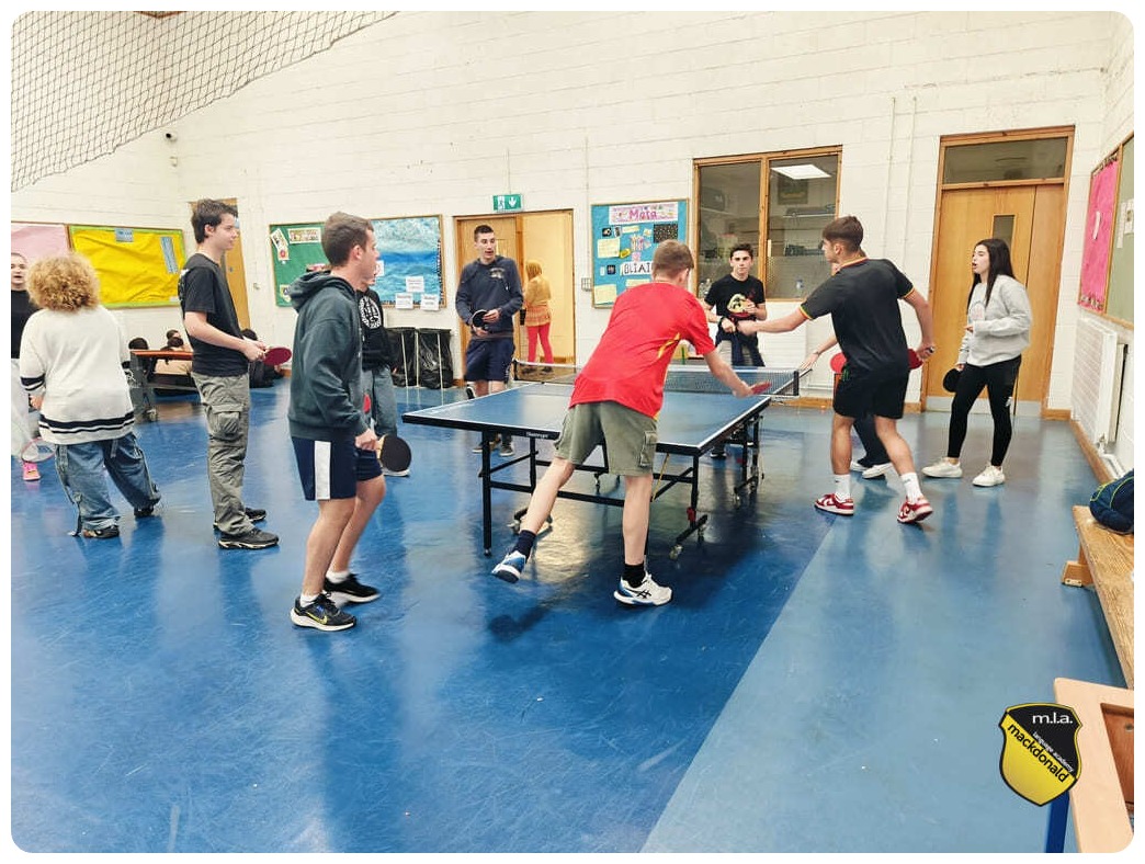 Students playing table tennis